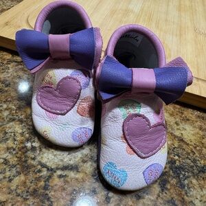 Bare sole moccs size 3 - candy hearts